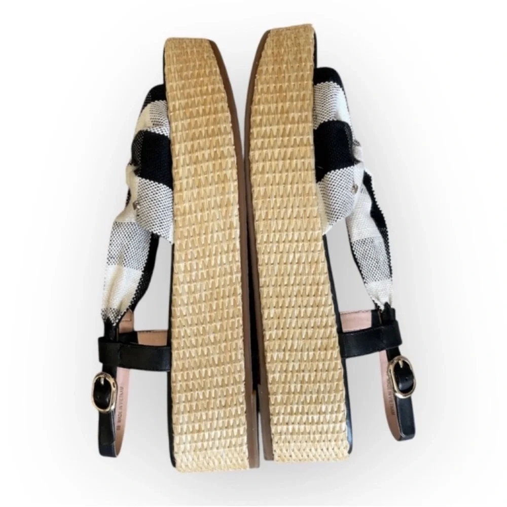 Kate Spade Betsy Gingham Espadrille Platform Sandals Bow Slingback Size 9